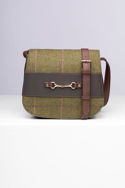Ladies Tweed Saddle Bag - Helmsley - Dark Green