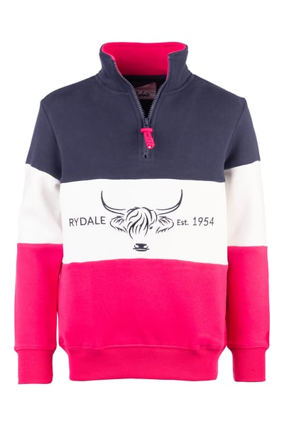 Girls Sweatshirt - Byland II - Highland Cow Navy/White/Bonbon