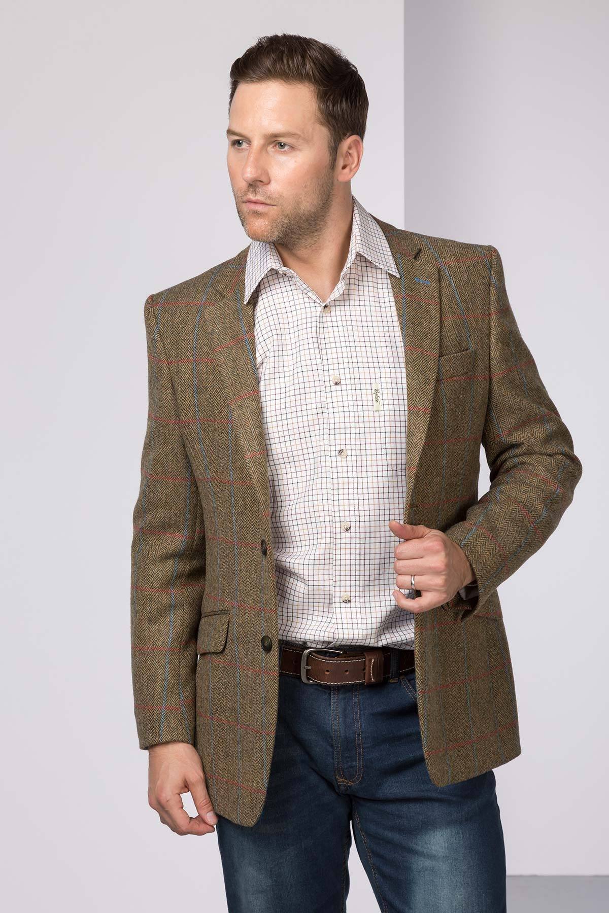 Mens Fitted Tweed Blazer UK | Herringbone Tweed Jacket - Rydale