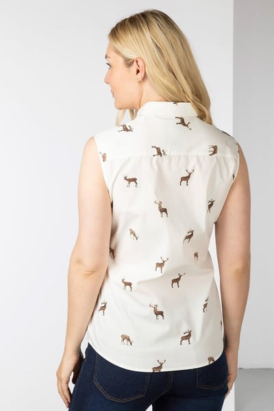 Ladies Sleeveless Shirt With Collar - Wistow II - Deer