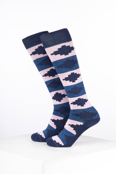 Women’s Bamboo Rich Polo Belt Riding Socks - Polo Denim/Soft Pink/Navy