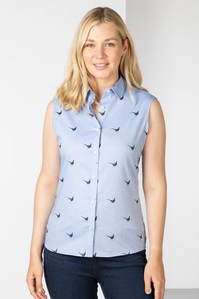 Ladies Sleeveless Shirt - Audrey II - Blue Pheasant