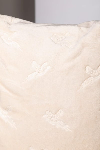 Patterned Fleece Cushion Cover - Cream