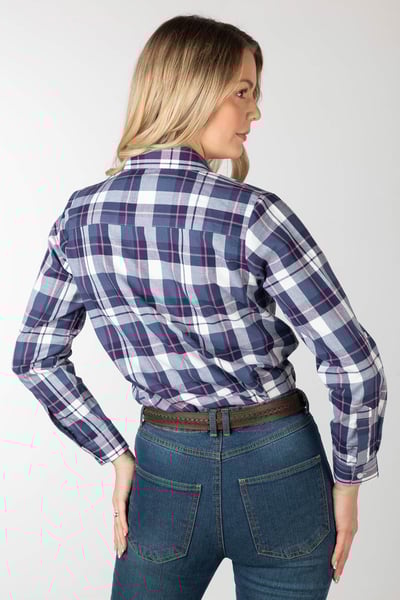 Ladies Hannah Overhead Shirt - Sally Check - Sally Navy