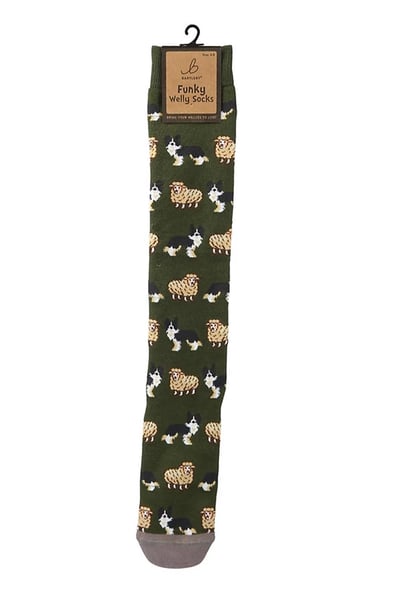 Funky Wellie Sock - Sheep And Dog