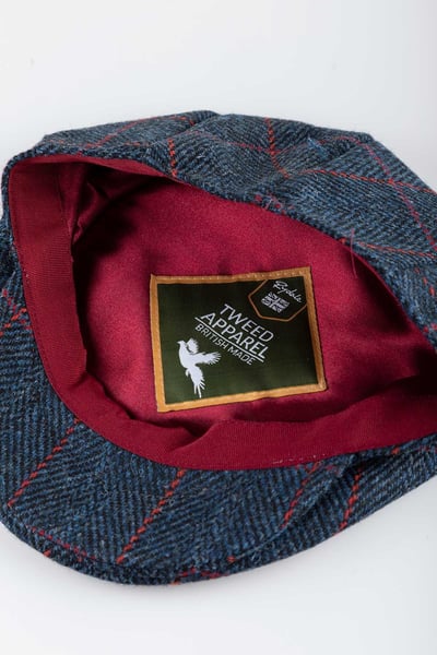 Men's Harris Tweed Flat Cap - Danby - Navy Check