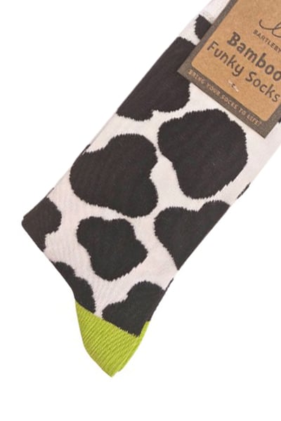 Ladies Bamboo Funky Socks - Cow Print