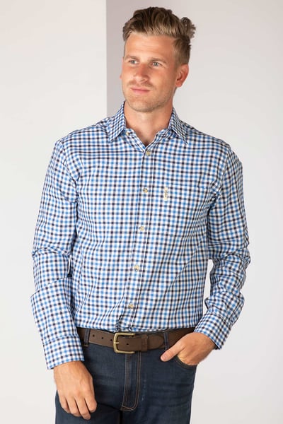 Men's Checked Shirts - Richmond - Navy/Blue