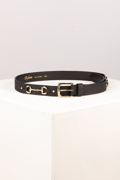 Ladies Leather Snaffle Belt - Lucinda - Waxy Black