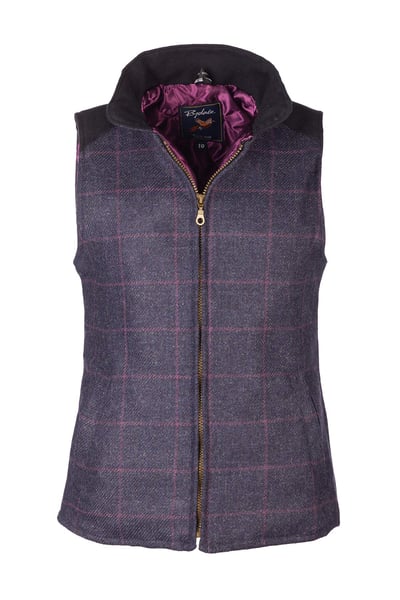 Ladies Padded Tweed Waistcoat - Haworth - Navy Tweed