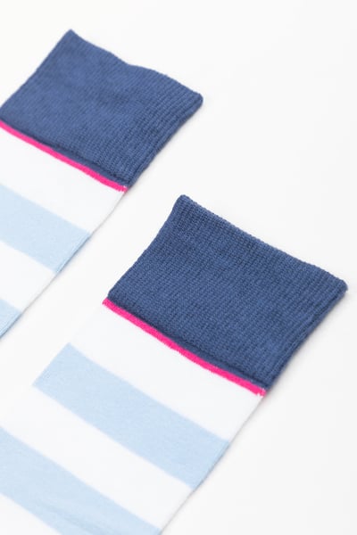 Ladies Broadstripe Ankle Sock - Soft Blue
