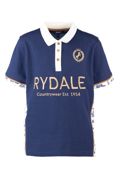 Junior Equestrian Patterned Polo Shirt - Muston - Horse Life/Navy