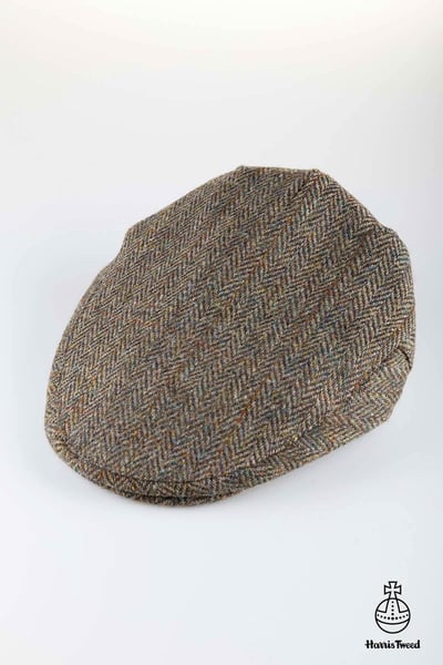 Men's Harris Tweed Flat Cap - Danby - Brown Check