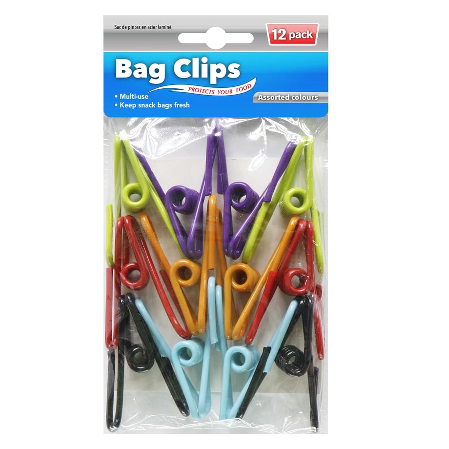 Laminated Steel Bag Clips 12 Pack UK