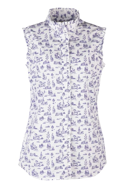Ladies Ruffled Sleeveless Shirt - Ivy - Horse Life