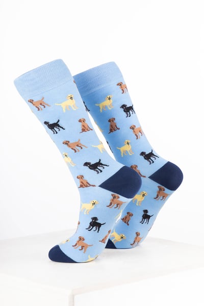 Women’s Bamboo Rich Dog Ankle Socks - Labrador Soft Blue