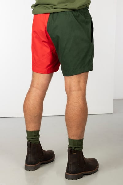 Herren-Rugbyshorts mit Viertelschnitt - Ganton - Rot/Dunkeloliv