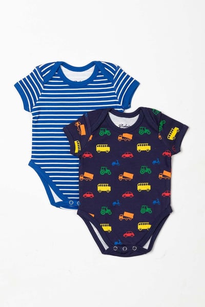 Baby Bodysuits (2 Pack) - Automobile Navy