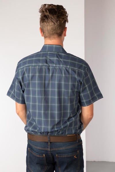 Men's Short Sleeved Check Shirts - Wetwang Navy/Green