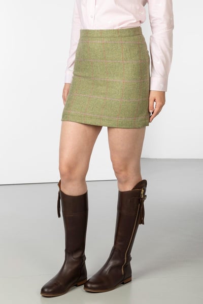 Damen-Tweedrock - Helmsley - Hellgrün/Rosa