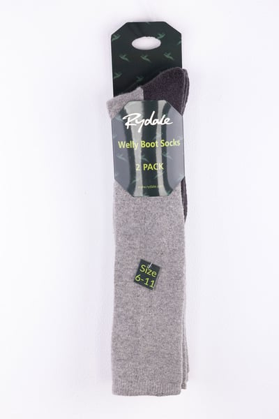 Men's Welly Boot Socks (2 Pack) - Aike - Marl Grey