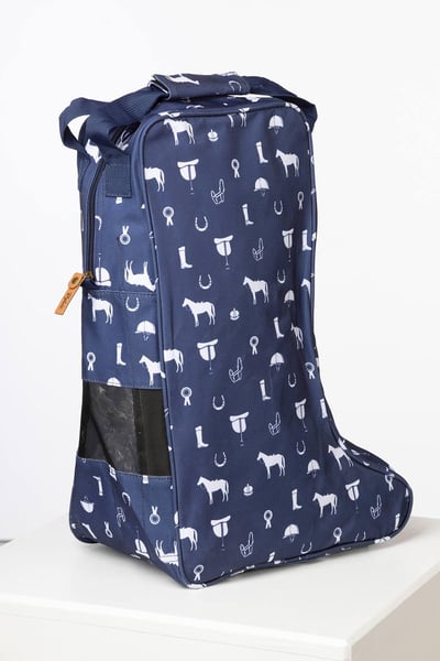 Wellington Boot Bags - Horse Print Navy