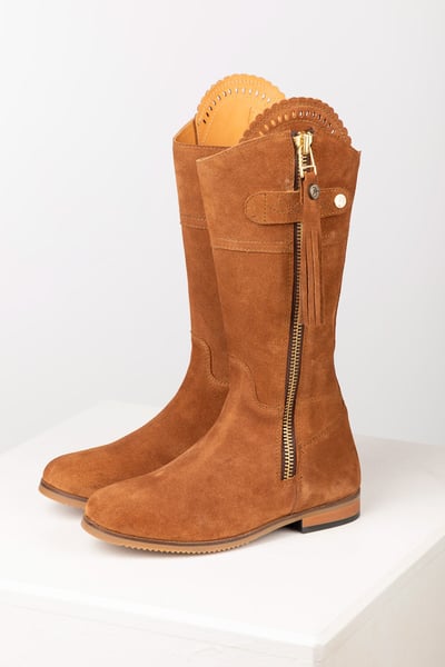 Ladies Mid Height Suede Country Boots - Helmsley - Tan