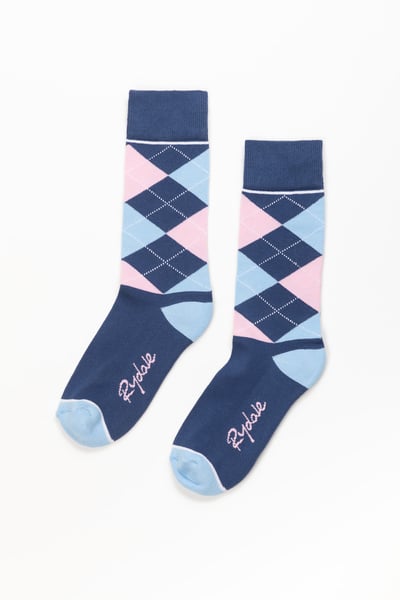 Ladies Argyle Ankle Socks - Argyle Denim/Soft Blue