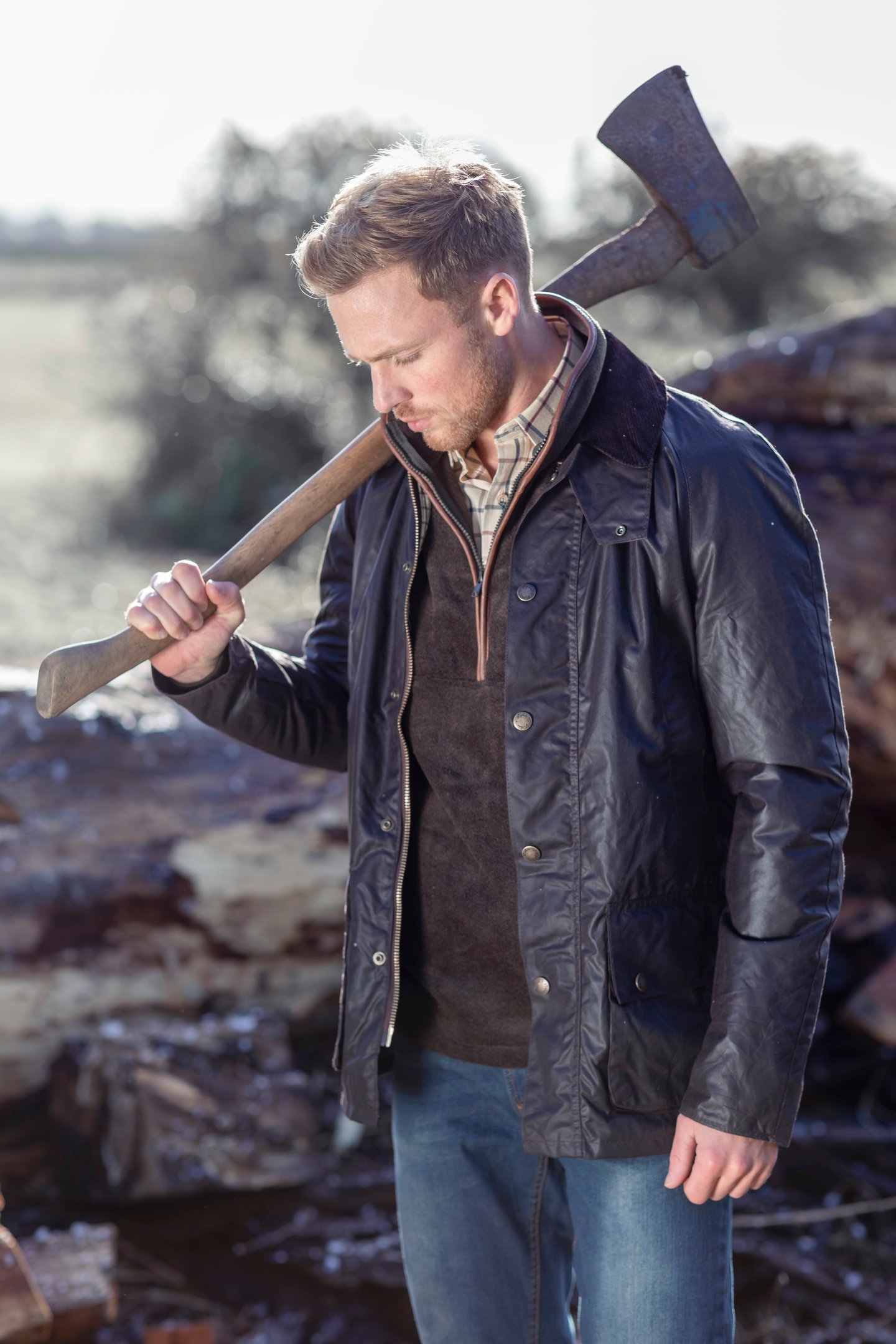 Men's navy wax jacket