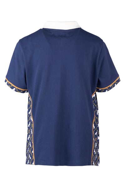 Junior Equestrian Patterned Polo Shirt - Muston - Navy