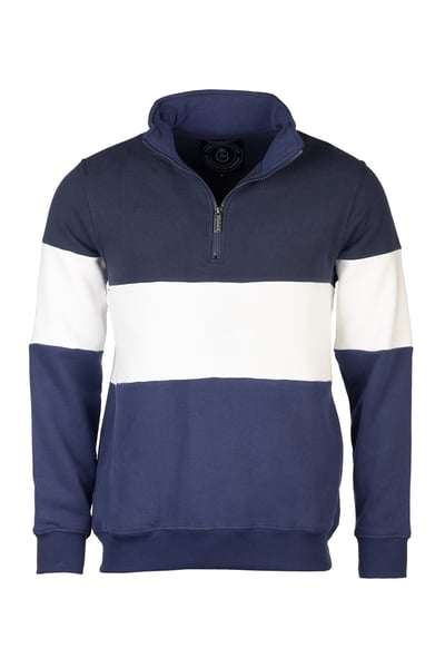 Men's Plain Sweatshirt - Byland - Navy/White/Denim