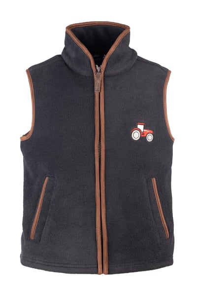 Junior Fleece Waistcoat - Huggate - Tractor Ink/Red