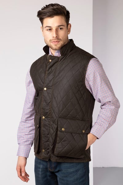 Men's Diamond Quilted Wax Waistcoat II - Olive
