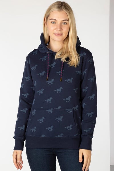 Women's Woven Loungewear Hoody - Arram - Galloping Horse Navy