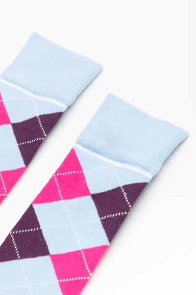 Damen Argyle Kniestrümpfe - Sanftes Blau