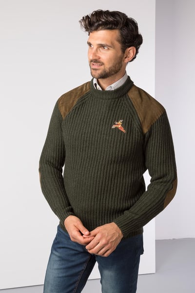 Men's Chunky Shooting Jumper - Danby - Olive Tweed