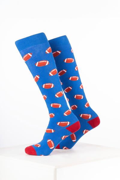 Kids Rugby Print Welly Socks - Rugby Blue