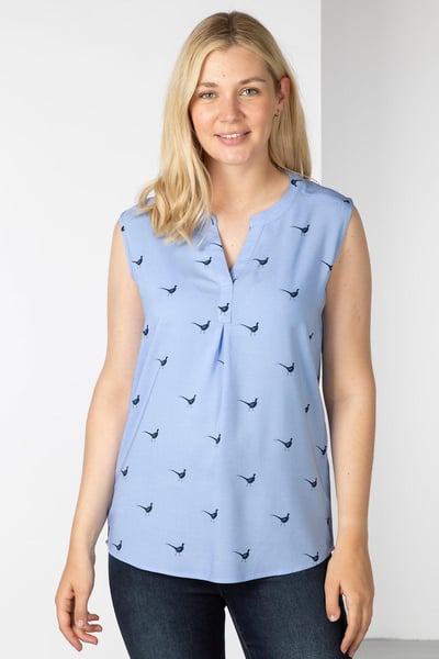Ärmellose Damenbluse - Gehender Fasan Blau