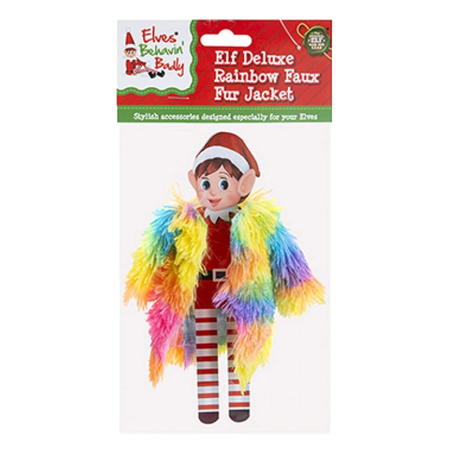 Elf Behavin' Badly Rainbow Fur Coat | Funky Elves | Dress Up UK