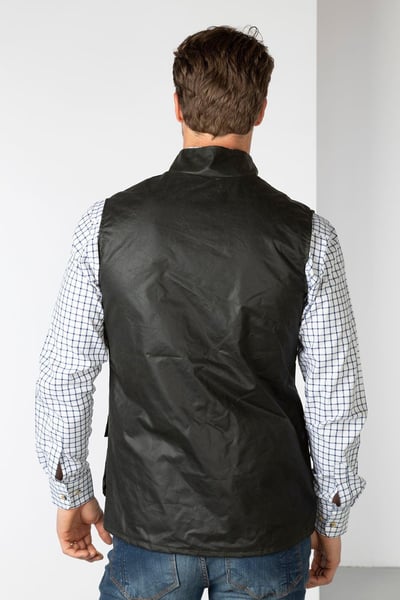 Men's Cotton Lined Wax Waistcoat - Richmond - Olive