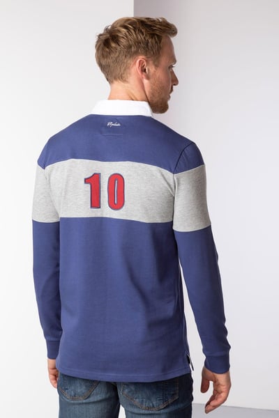 Camiseta de rugby a rayas para hombre - Otley Stripe - Denim oscuro/Gris