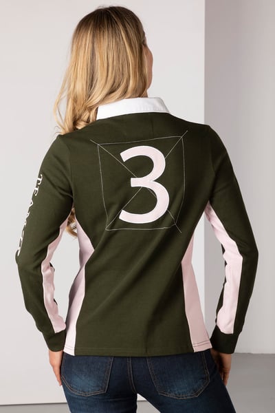Ladies Rugby Shirt - Muston - Olive/Sorbet