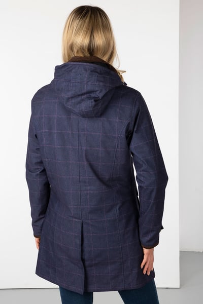 Ladies 3/4 Length Coat – Danby - Navy Tweed