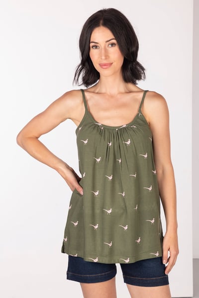 Damen Floaty Vest Top - Wistow II - Gehender Fasan Khaki