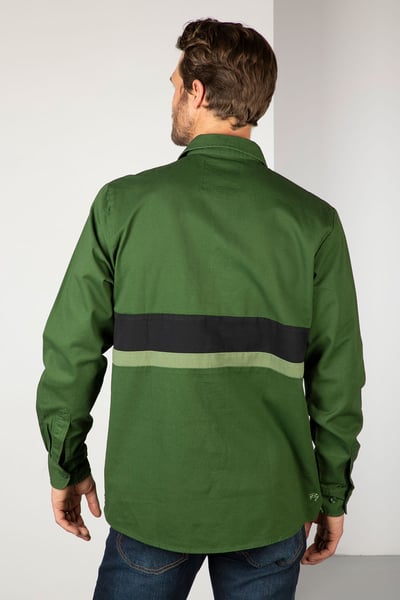 Men's Stripe Deck Shirt - Beadlam - Olive