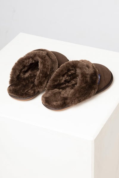 Ladies Suede Slippers - Beswick - Chocolate