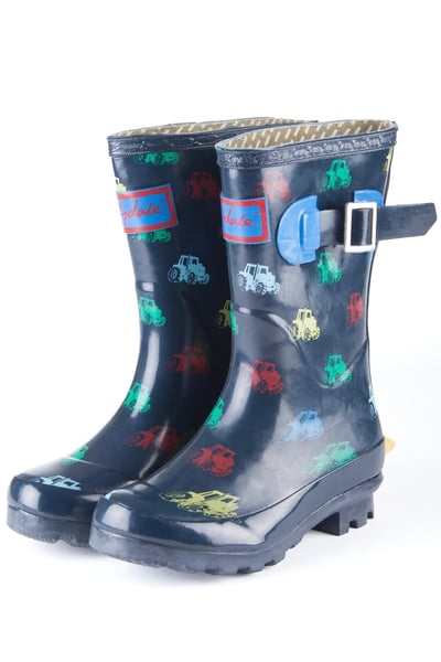 Juniors Tractor Wellingtons - Navy