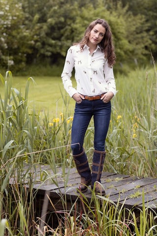 Ladies White Printed Shirt