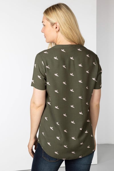 Ladies Short Sleeve Blouse - Wistow II - Khaki Pheasant