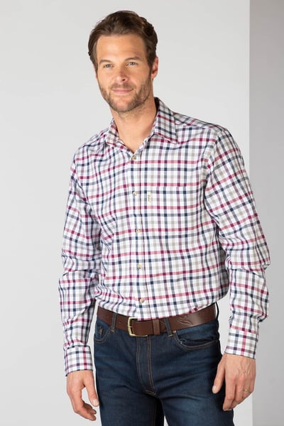 Men's Country Check Shirts - Otley - Otley Wine